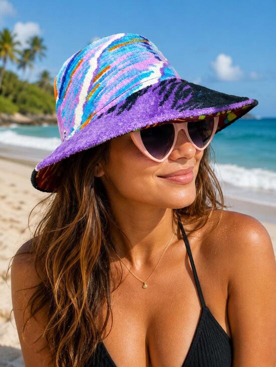 Van Gogh Inspired Terry Cloth Bucket Hat | Handmade Cotton-Lined Small 21.5\